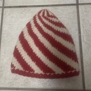 Vintage Y2K 2003 Gap Kids 100 Lambswool Beanie Hat Holiday Red Stripe Winter